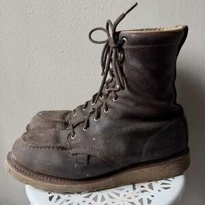 Thorogood Mens 8" Steel Toe Wedge Sole Work Boot Made In USA 804-4478 Brown 11EE